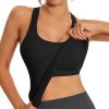 Seamless Workout Tank Top for Women with Built in Bra, Padded Racerback Athletic Yoga Camisole