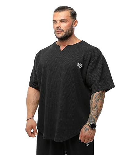 Men's Oversize T-Shirt, Bodybuilding, Lifting Cardio Rag Top Thick Fabric Textured Active T-Shirt