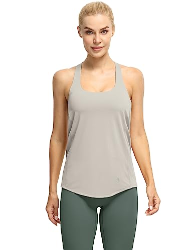 Women's Open Back Workout Athletic Yoga Tank Tops with Built in Bra