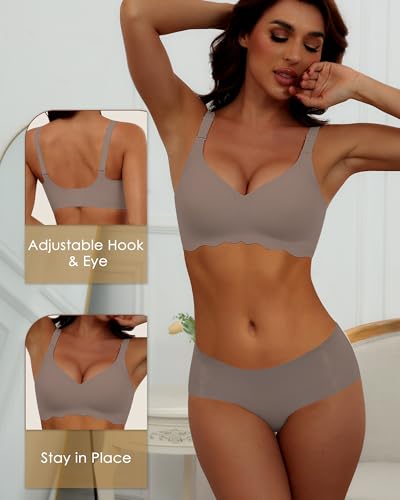 Wireless T Shirt Bra Seamless Push Up Bralette Full Coverage V Neck Comfortable Bras for Women
