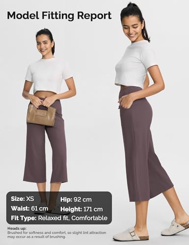Wide Leg Capri Pants for Women with Pockets, High Waist Cropped Pants for Summer, Non-See-Through 7/8 Lounge Pants