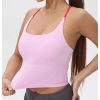 Women's Racerback Tank Top Criss Cross Spaghetti Strap Padded Strappy Longline Workout Gym Tops