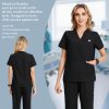 Scrubs for Women Set,V-Neck Stretch Scrubs Top & Jogger Pants Set,Medical Workwear for Nurses Women and Man