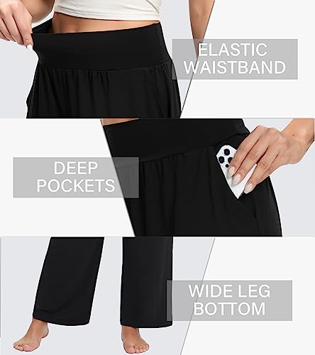 Womens Wide Leg Yoga Pants High Waisted Comfy Casual Loose Pants Workout Plus Size Lounge Sweatpants with Pockets