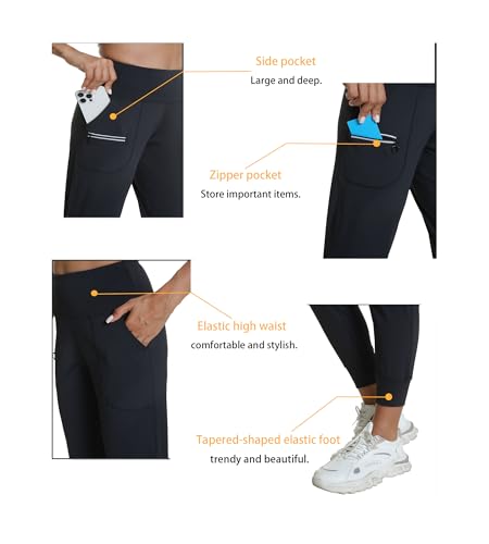 Women's Workout Joggers with Pockets-Quick Dry Athletic Lounge Pants for Hiking Yoga and Running