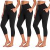 3 Pack Capri Leggings for Women with Pockets-High Waisted Tummy Control Workout Gym Yoga Pants