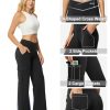 Yoga Pants with Pockets for Women Wide Leg Cargo Pants High Waist Crossover Stretch Work Travel Casual Sweatpants