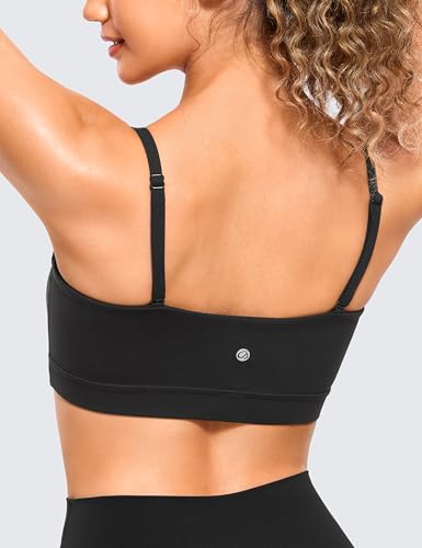 Butterluxe Womens Adjustable Spaghetti Thin Strap Sports Bra - Padded Wireless Square Neck Workout Yoga Clothes