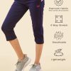 Women's Cotton Capri Pant Cropped Jogger with Side Pockets & Drawstring | Stretchable Lounge Yoga Workout Track Pants Size - M,