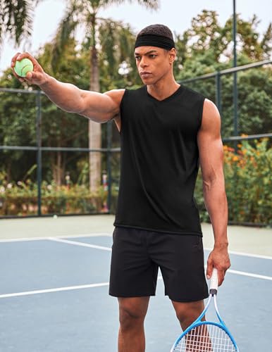 Men's 3 Pack Workout Tank Tops Gym Sleeveless Shirts V Neck Bodybuilding Muscle Tee Shirt