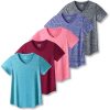 5 Pack: Women's Dry Fit Short Sleeve T Shirts, Athletic Workout Tee Tops for Gym Yoga Running