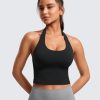Womens Butterluxe Halter Longline Sports Bra - Padded Workout Yoga Crop Tops Tanks with Built in Pads