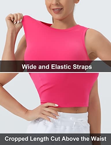 Women's Workout Crop Tops Sleeveless Yoga Running Shirts Athletic Tank Top No Padding