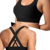 Sports Bras for Women, Criss Cross Back Medium Support Bras for Large Bust, Strappy Yoga Workout Bra with Pads