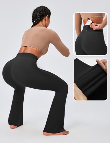 Flare Leggings for Women Tummy Control Flared Leggings No Front Seam Yoga Pants Women High Waisted Workout Bell Bottoms