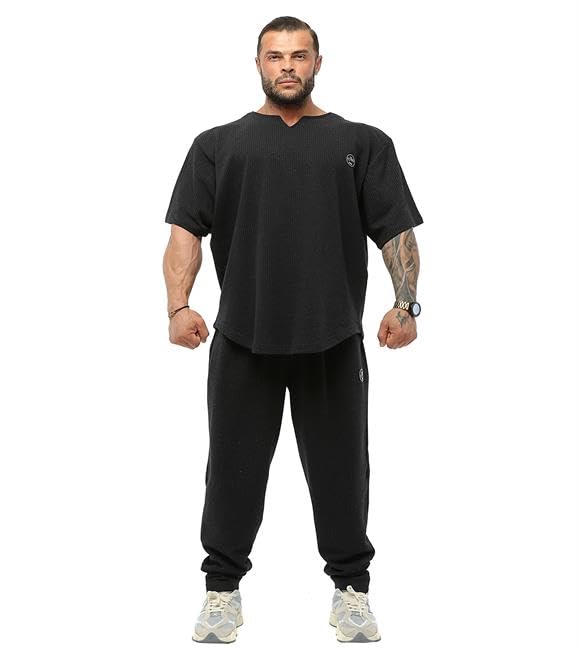 Men's Oversize T-Shirt, Bodybuilding, Lifting Cardio Rag Top Thick Fabric Textured Active T-Shirt