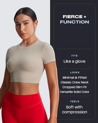 Short Sleeve Crop Tops for Women Classic Longline Baby Tee Workout T Shirt Top