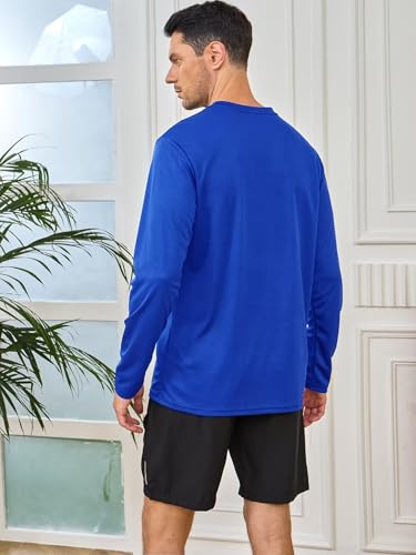 5 Pack Mens Long Sleeve Quick Dry Active Athletic T Shirt Running Gym Workout Tee Tops