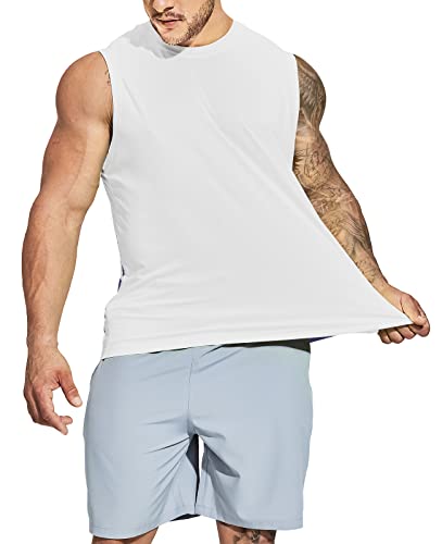 3 Pack Men's Workout Tank Tops UPF 50+ Swim Shirts Quick Dry Running Sleeveless UV Protection Muscle Tees