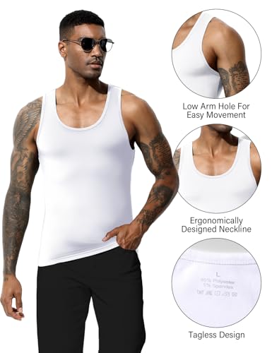 Men's Workout Tank Top 4 Pack Muscle Sleeveless Gym Shirts Activewear Slimming Vest Undershirts