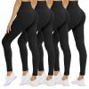 4 Pack Leggings for Women - High Waisted Tummy Control Soft Black Capri Yoga Pants with Pockets for Workout