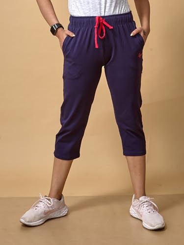 Women's Capri Pant Cropped Jogger with Side Pockets & Drawstring | Stretchable Relaxed-Fit Casual Lounge Track Pants