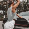 High Neck Crop Top Workout Shirts Cropped Muscle Tank for Women