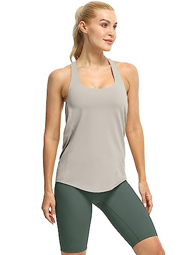 Women's Open Back Workout Athletic Yoga Tank Tops with Built in Bra