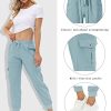 Women's Lightweight Hiking Cargo Pants Outdoor Quick Dry Casual Travel Sweatpants Joggers Elastic Waist Button Pockets