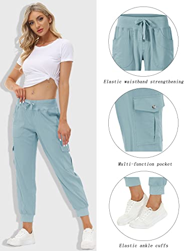 Women's Lightweight Hiking Cargo Pants Outdoor Quick Dry Casual Travel Sweatpants Joggers Elastic Waist Button Pockets