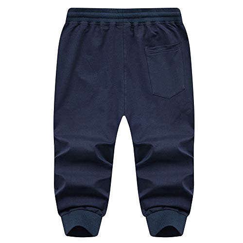 41M5mWLApSL.jpg Men's 3/4 Jogger Capri Pants Workout Gym Below Knee Shorts Zipper Pockets Jogger Sweatpant Capris for Men