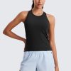 Seamless Womens Breathable Workout Tank Tops Racerback High Neck Sleeveless Running Athletic Shirts