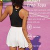 Sports Bras for Women High Impact Seamless Ribbed Longline High Neck Workout Crop Tank Tops Padded
