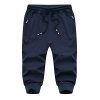 41PaenMZ8GL.jpg Men's 3/4 Jogger Capri Pants Workout Gym Below Knee Shorts Zipper Pockets Jogger Sweatpant Capris for Men