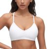 Butterluxe Womens Ruched V Neck Sports Bra - Y Back Spaghetti Thin Strap Wireless Padded Yoga Crop Top