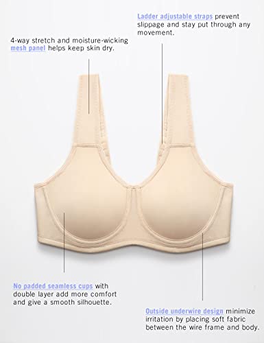 Women's Max Control Underwire Sports Bra High Impact Plus Size with Adjustable Straps Unlined Bra