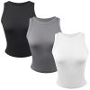 3 Pack Stretch Tank Tops for Women, Ribbed Crew Neck Womens Workout Yoga Tops (Available in Plus)