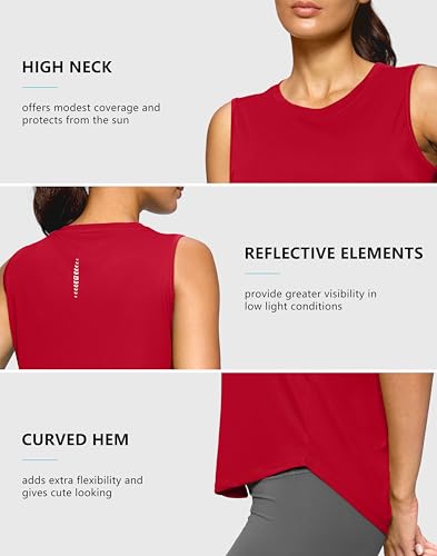 Women's Workout Tank Tops Lightweight Sleeveless High Neck Athletic Shirts for Running Gym Tennis Pickleball