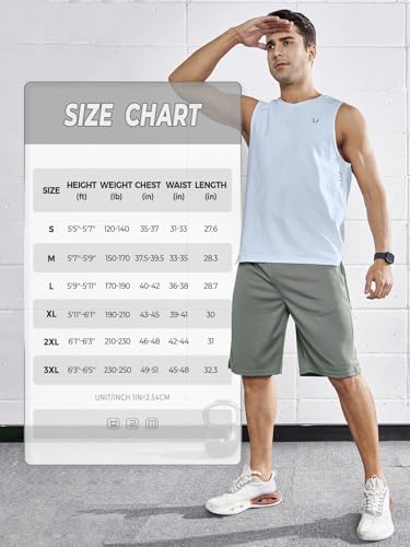 Mens Tank Top Workout Running Shirts Sleeveless Quick Dry Muscle Shirts Athletic Gym Vest