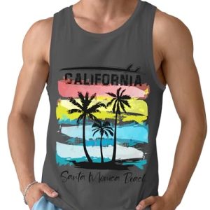 Mens Beach Tank Tops Sleeveless Shirts for Men Summer Hawaiian Graphic Mens Tank Top Workout Gym Shirts Palm Tree Tops