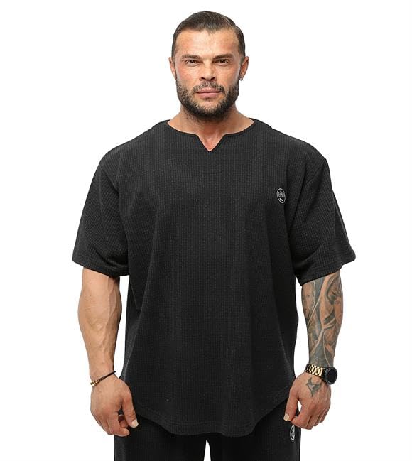 Men's Oversize T-Shirt, Bodybuilding, Lifting Cardio Rag Top Thick Fabric Textured Active T-Shirt