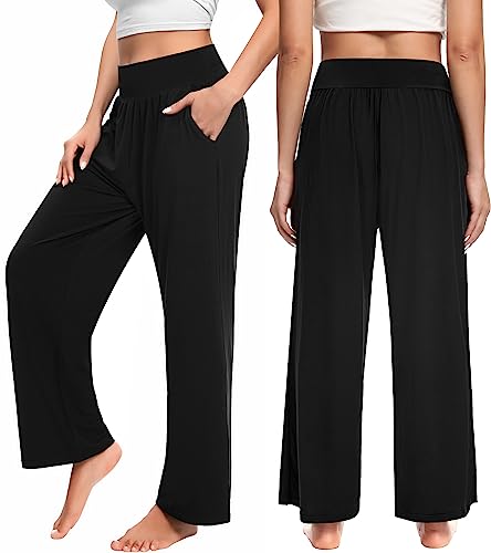 Womens Wide Leg Yoga Pants High Waisted Comfy Casual Loose Pants Workout Plus Size Lounge Sweatpants with Pockets