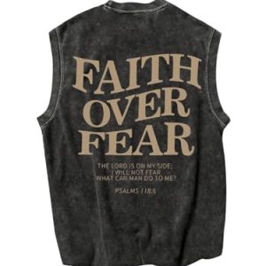 Vintage T Shirts for Men Graphic Y2K Gym Shirts Letter Sleeveless Loose Washed Tank Tops