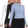 3 Pack Women's Workout Jacket Slim Fit Cropped Jacket Zip up Athletic Tops with Thumb Hole Running Gym Yoga