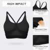 Womens Comfort Y Back Sports Bras - Medium Impact Supportive Workout Bra - Spaghetti Straps Yoga Bra Tops with Removable Pads