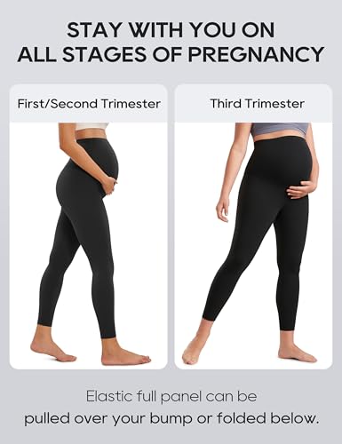 Womens Butterluxe Maternity Leggings Over The Belly 25" - Buttery Soft Workout Activewear Yoga Pregnancy Pants
