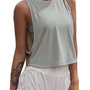 High Neck Crop Top Workout Shirts Cropped Muscle Tank for Women