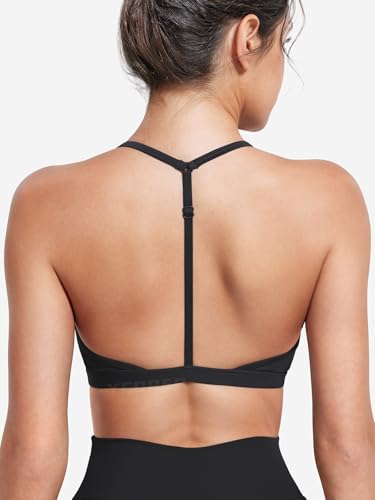 Sports Bras for Women Strappy Padded Halter Ericie Open Back Light Impact Deep V Neck Yoga Workout Gym Tops