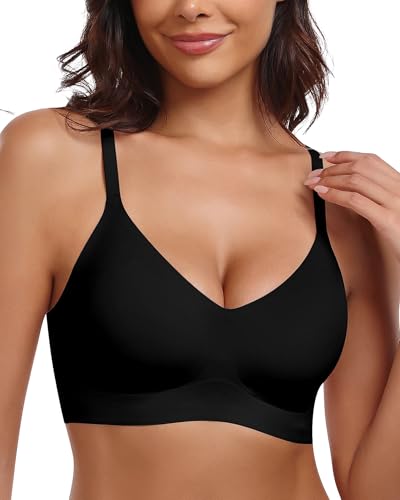 Womens Wireless Seamless Pullover Bra with Soft Support Vest No Underwire Criss Cross Back T Shirt Bra