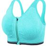 Women's Zip Front Sports Bra Seamless Wirefree Post Surgery Bra Padded Sports Bras Yoga Bra with Removable Cups